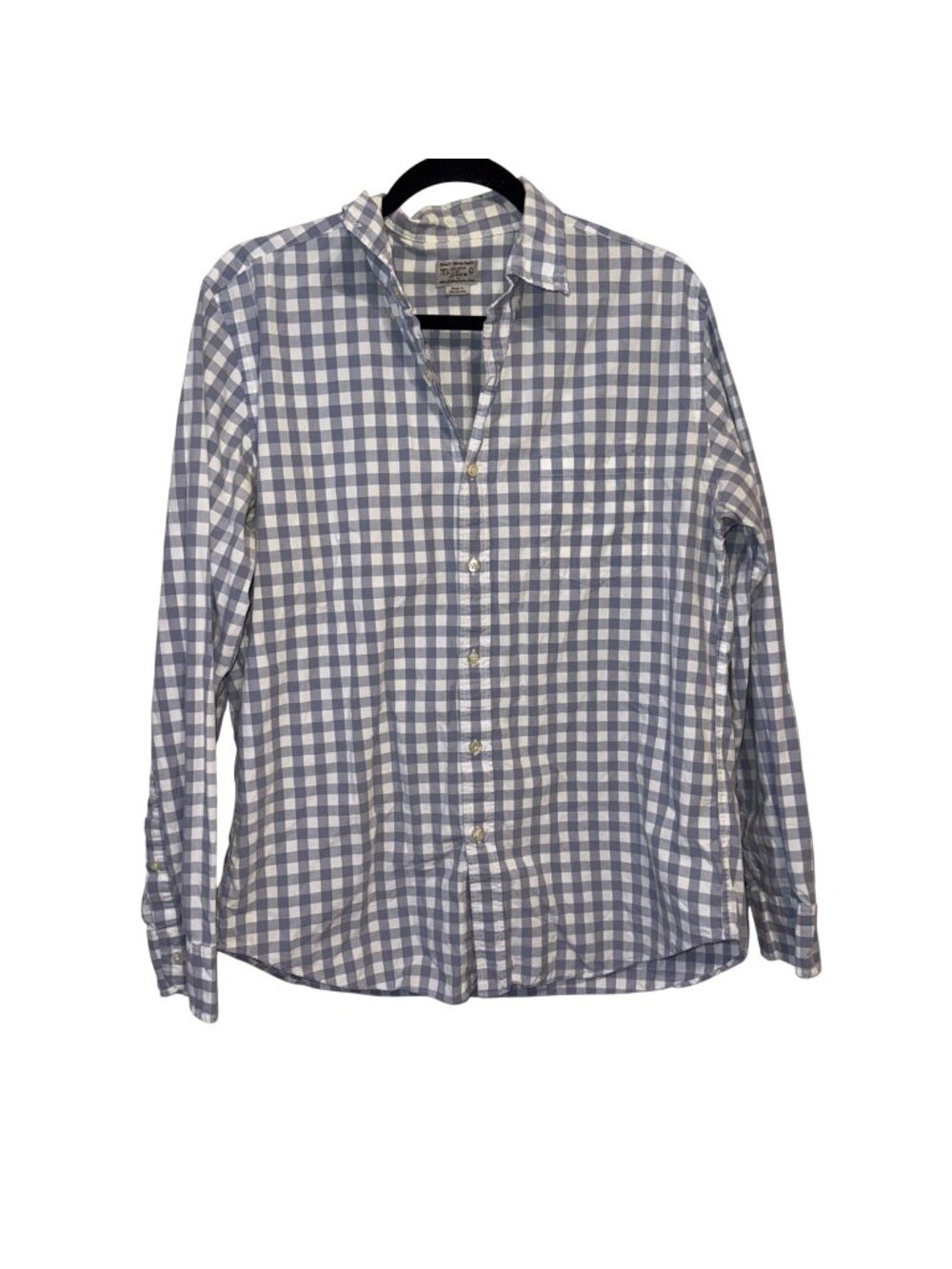 J.Crew Mens Blue & White Gingham Button-Down Shirt Large